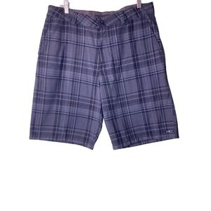 O'Neill Men's Size 34X11 Gray Blue Plaid Casual Skate Walk Hike Chino Shorts